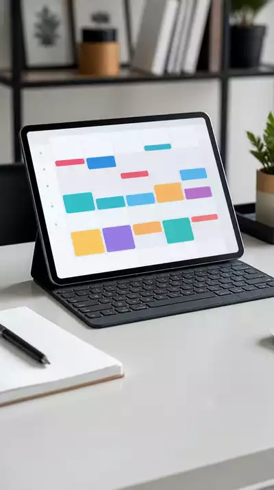 Digital calendar or planner showing time-blocked schedule