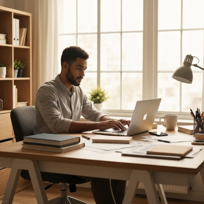 Person creating content on a tablet for a side hustle