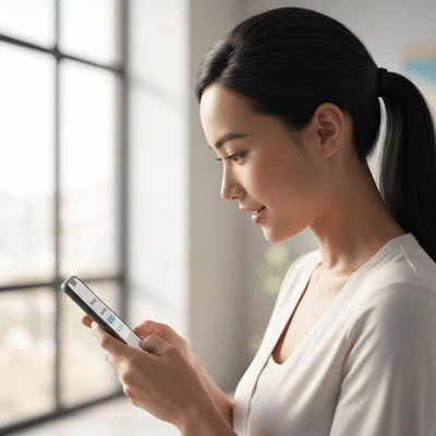 Person looking at their phone with a payment notification, representing instant payouts