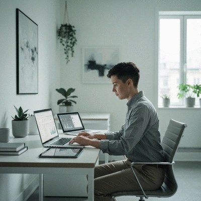 Person using various digital tools on a laptop and tablet, representing workflow automation