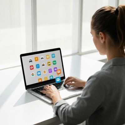 Person using digital tools to manage multiple gig economy projects on a modern laptop