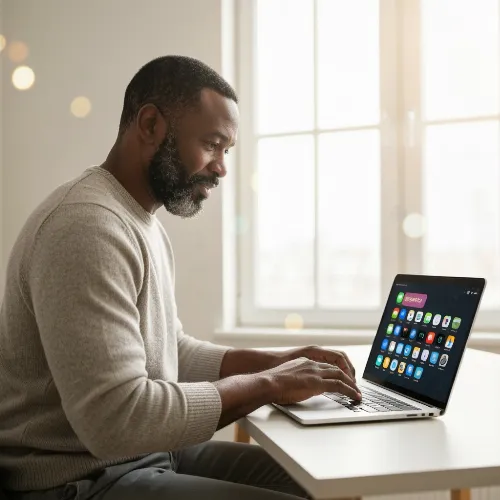Person using laptop with gig economy apps
